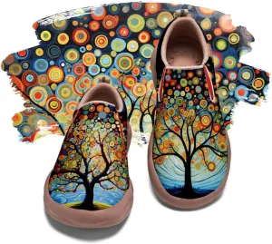 Women's Art Painted Travel Shoes Slip On Casual Leather Loafers Lightweight Comfort Fashion Sneaker
