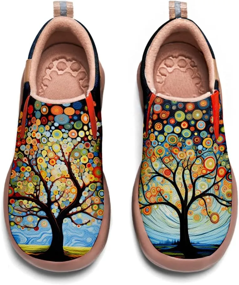 Women's Art Painted Travel Shoes Slip On Casual Leather Loafers Lightweight Comfort Fashion Sneaker