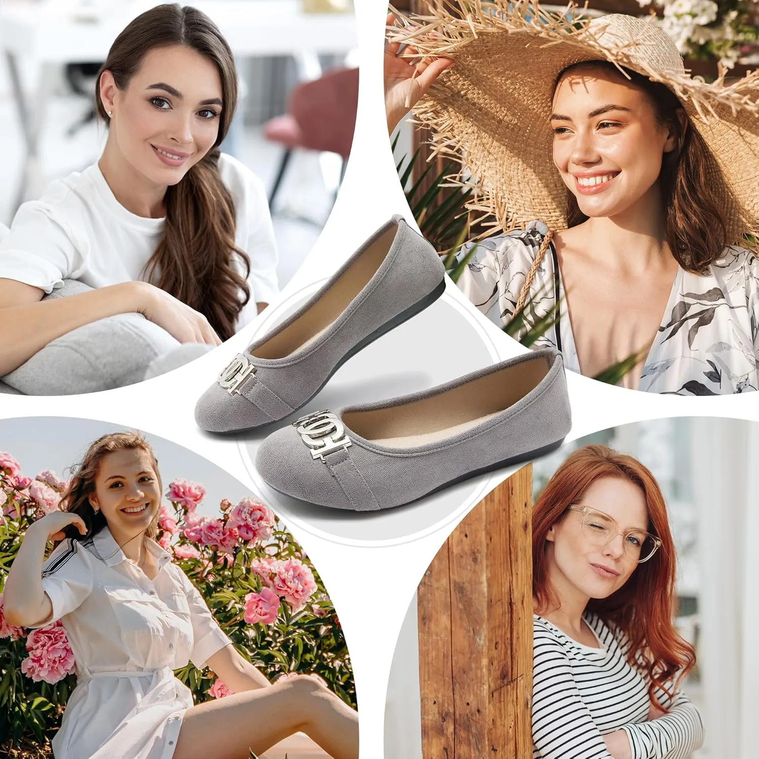 Women's Ballet Shoes Comfortable Slip on Round Toe Flat Casual Shoes for Walking, Driving, Dressy
