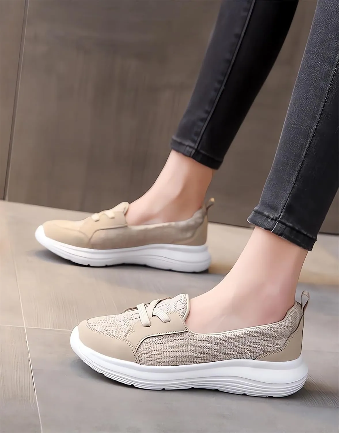 Women’s Breathable Slip on Arch Support Non-Slip Orthopedic Shoes On The Go Comfort Loafers Flats Wide Width Fit Walking Slip-in Sneakers Boat Shoe