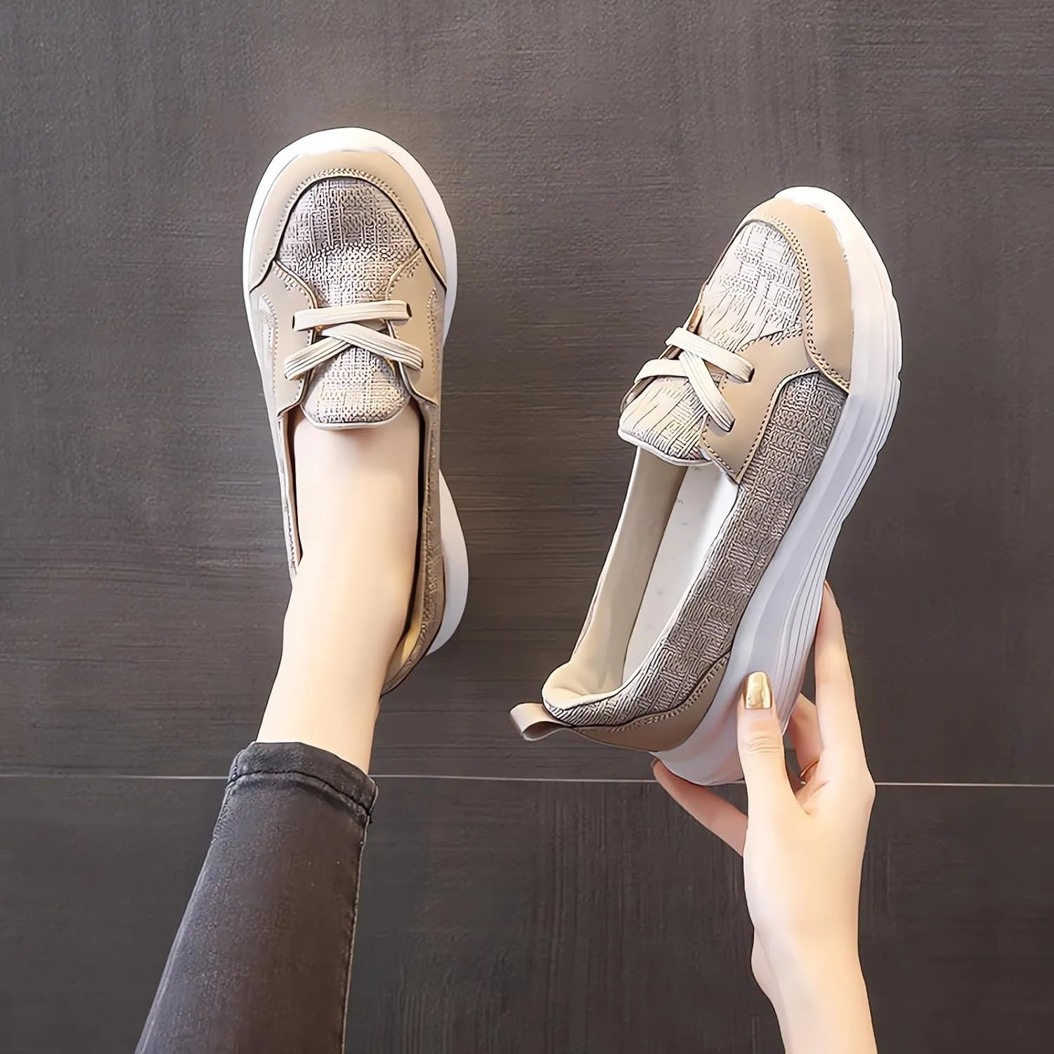 Women’s Breathable Slip on Arch Support Non-Slip Orthopedic Shoes On The Go Comfort Loafers Flats Wide Width Fit Walking Slip-in Sneakers Boat Shoe