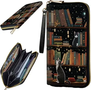 Women's Clutch Purse with Wrist Strap, Slim PU Leather Cell Phone Wallet Large Capacity