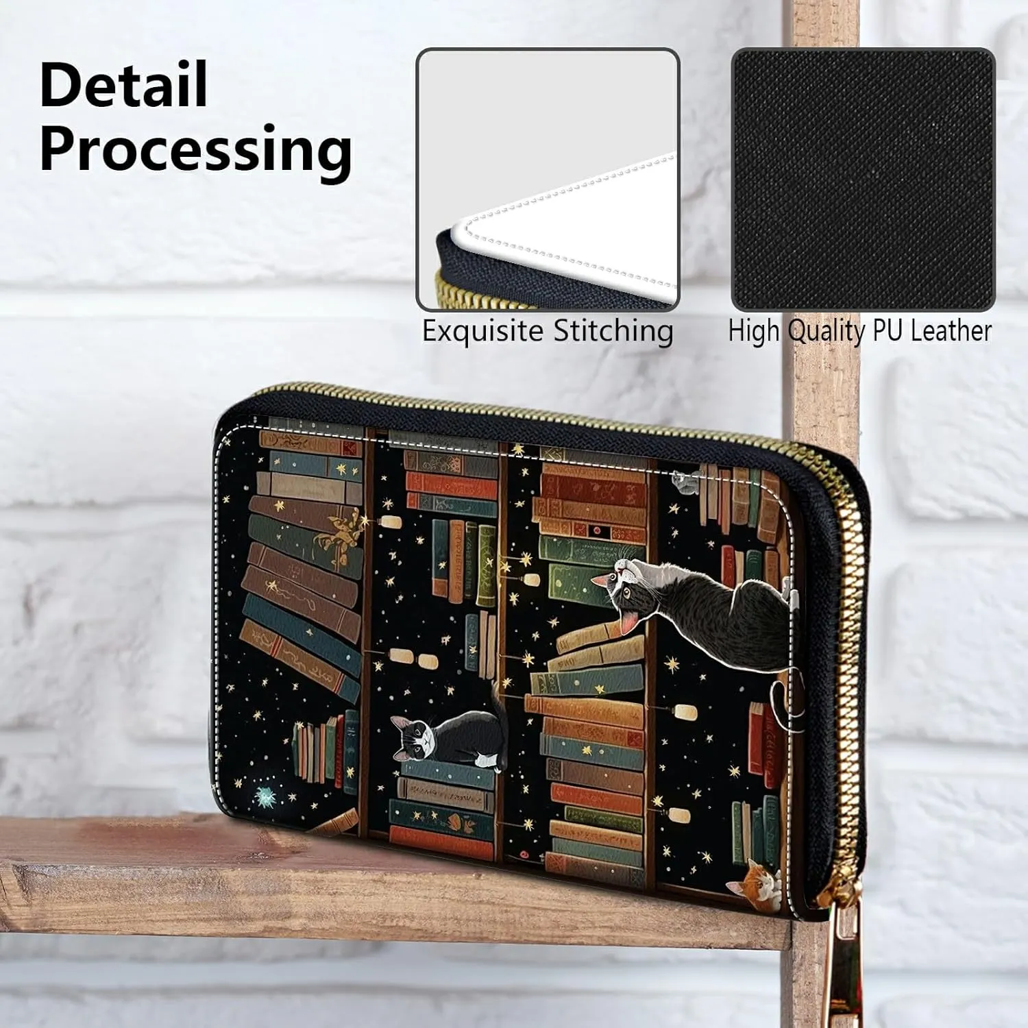 Women's Clutch Purse with Wrist Strap, Slim PU Leather Cell Phone Wallet Large Capacity
