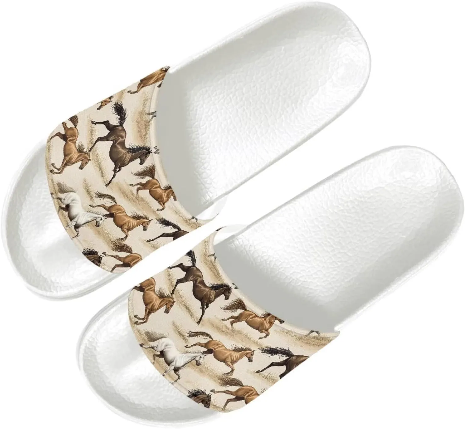 Women's Cozy Summer Slippers Breathable Slip On Beach Anti-Slip Quick Drying Slides Sandals Size 6-13.5 White Sole