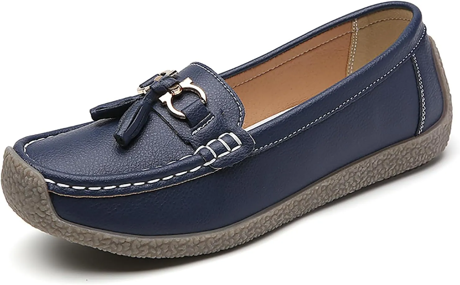 Women's Faux Leather Flat Loafers Classic Casual Comfort Slip-On Shoes Soft Sole Dress Shoes
