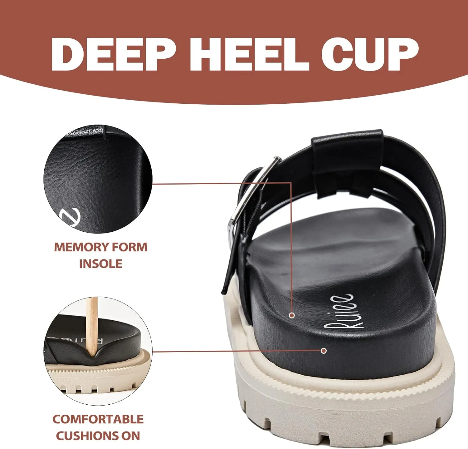 Women's Flat Slides Sandals Wide Width Platform Sandals Comfot Summer Soft Plantar Slippers Arch Support Slip on Shoes for Women.