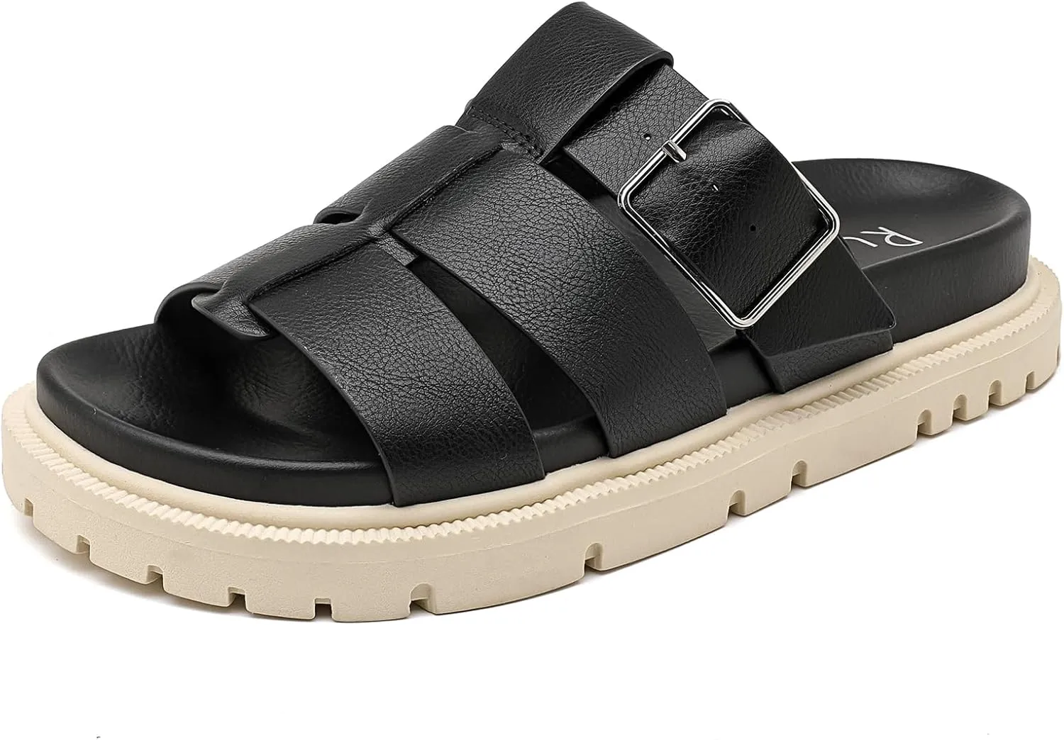 Women's Flat Slides Sandals Wide Width Platform Sandals Comfot Summer Soft Plantar Slippers Arch Support Slip on Shoes for Women.