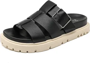 Women's Flat Slides Sandals Wide Width Platform Sandals Comfot Summer Soft Plantar Slippers Arch Support Slip on Shoes for Women.