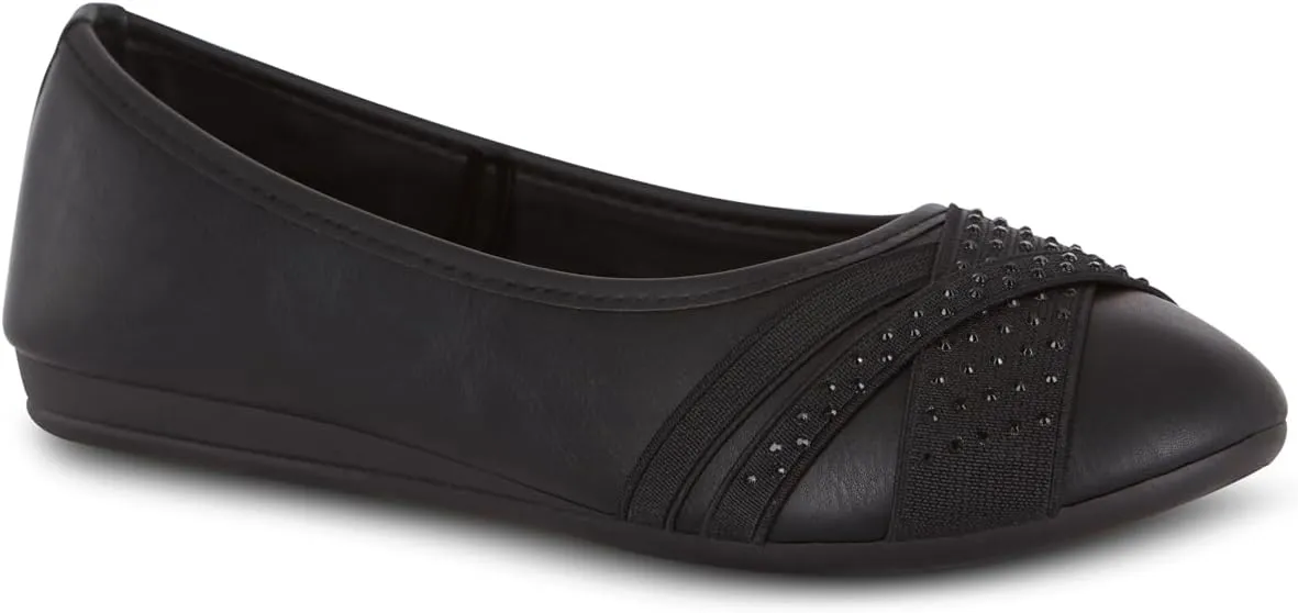 Women’s Flats – Comfortable Vegan Slip-On Shoes with Memory Foam, Breathable Medium & Wide Sizes 6-10 Black