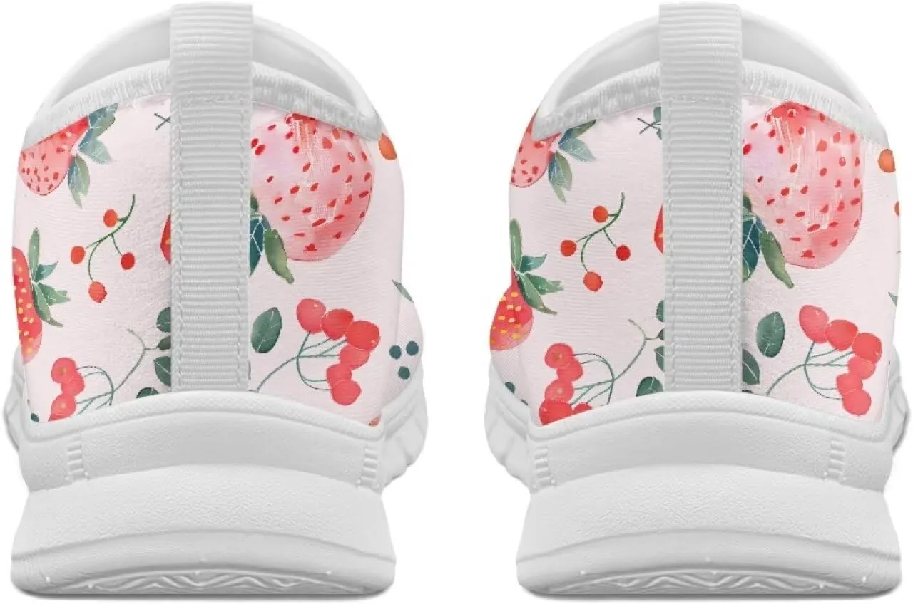 Women's Fruit Print Shoes Low Top Slip On Casual Walking Shoes Comfortable Soft-Soled Sports Running Flat Sneakers