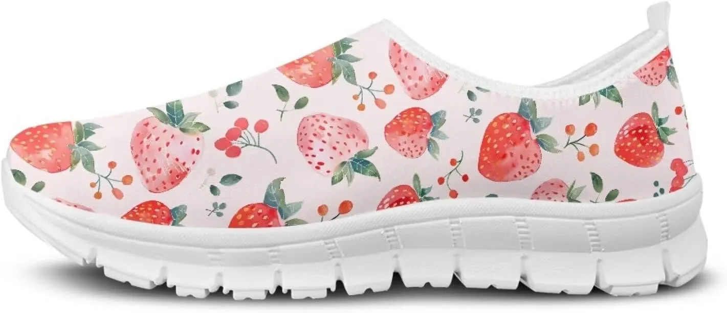 Women's Fruit Print Shoes Low Top Slip On Casual Walking Shoes Comfortable Soft-Soled Sports Running Flat Sneakers