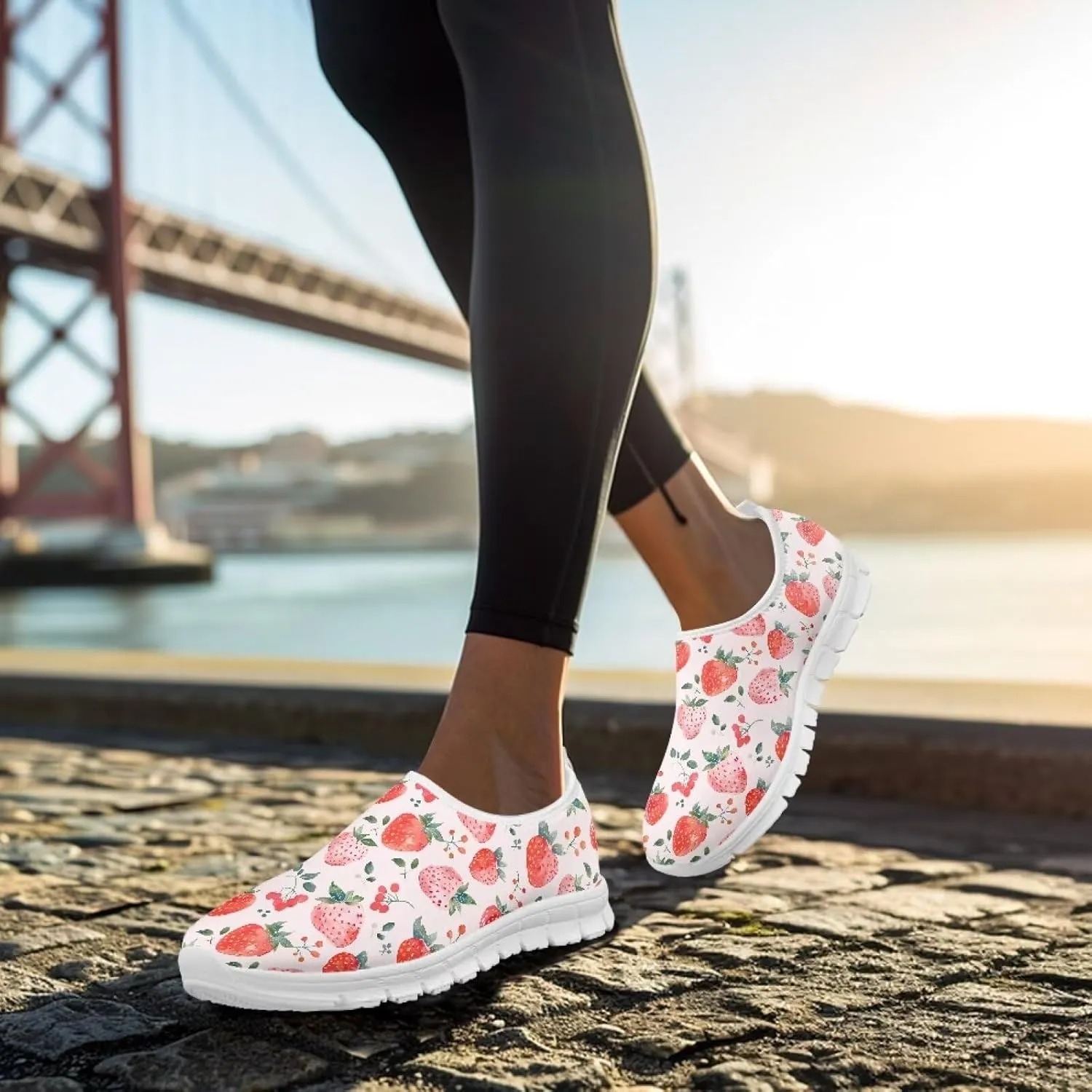 Women's Fruit Print Shoes Low Top Slip On Casual Walking Shoes Comfortable Soft-Soled Sports Running Flat Sneakers