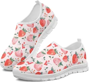 Women's Fruit Print Shoes Low Top Slip On Casual Walking Shoes Comfortable Soft-Soled Sports Running Flat Sneakers