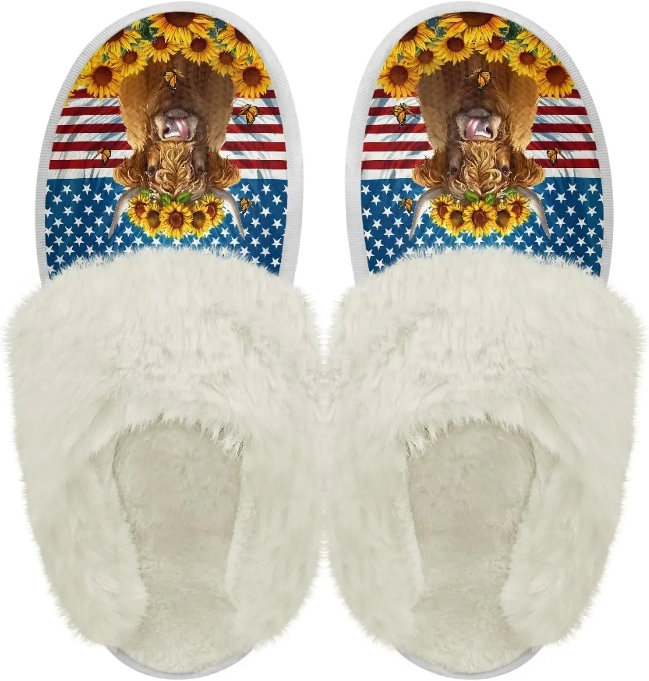 Womens Fuzzy Slippers with Warm Faux Fur Collar Bootie Slippers Comfortable Anti-Slip House Slippers Plush Lined Slide Sandal for All Seasons Shoes Winter House Shoes
