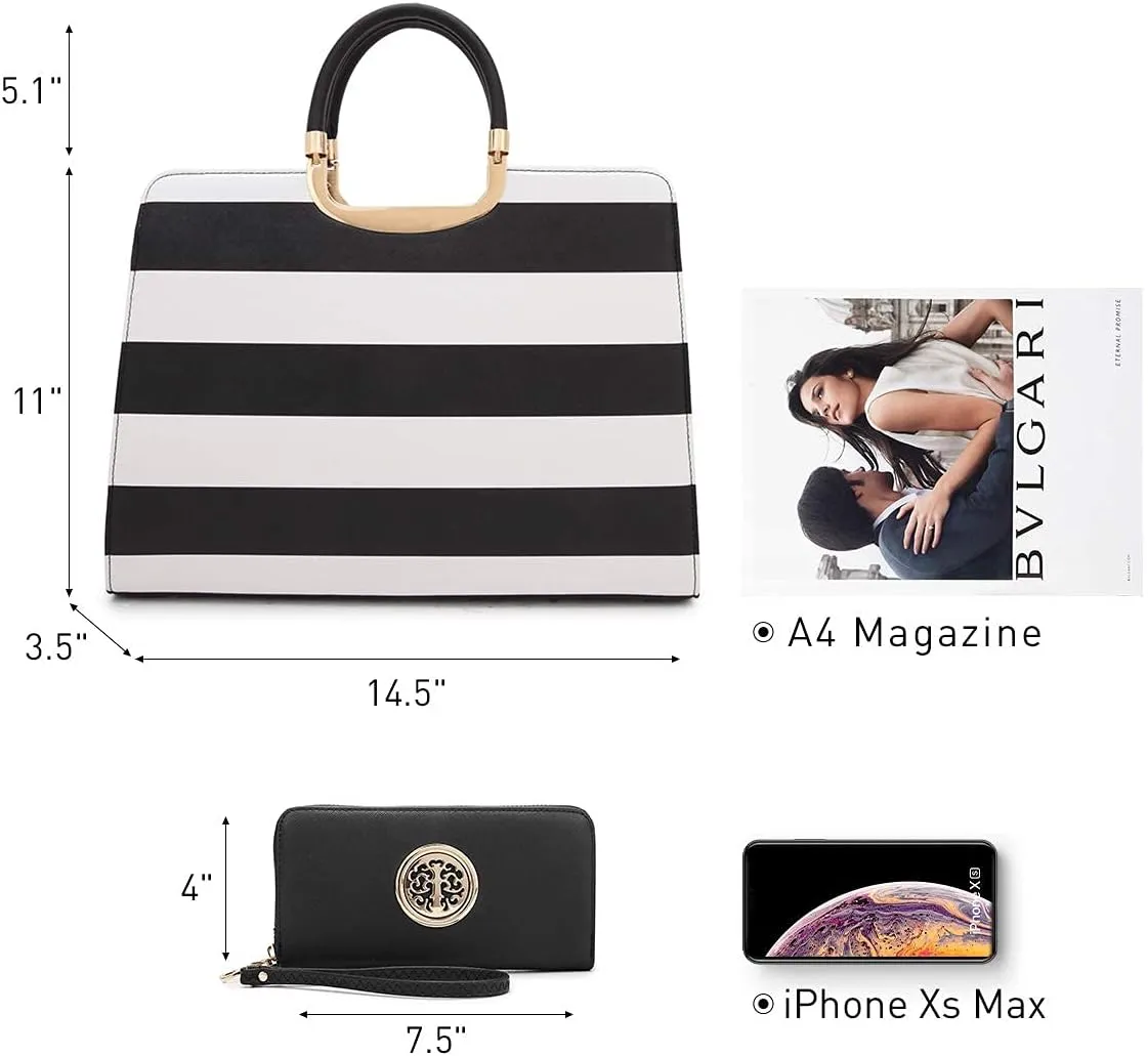 Womens Handbag Top Handle Shoulder Bag Tote Satchel Purse Work Bag with Matching Wallet