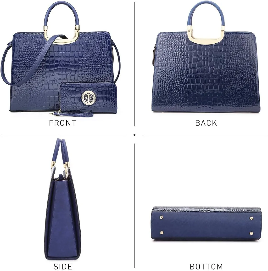 Womens Handbag Top Handle Shoulder Bag Tote Satchel Purse Work Bag with Matching Wallet