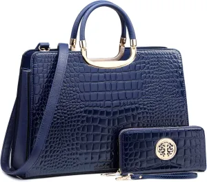 Womens Handbag Top Handle Shoulder Bag Tote Satchel Purse Work Bag with Matching Wallet