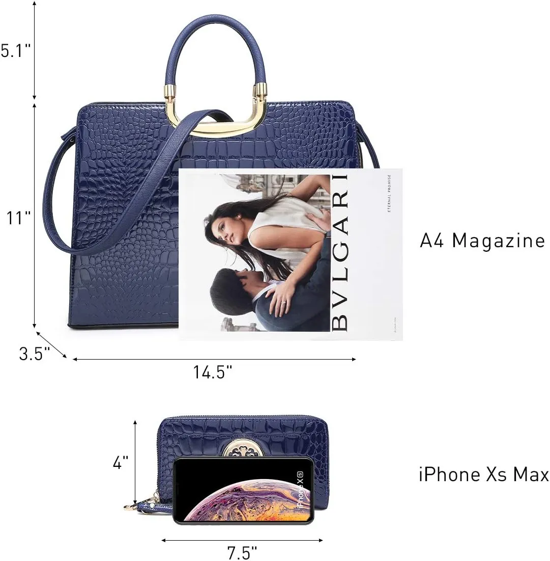 Womens Handbag Top Handle Shoulder Bag Tote Satchel Purse Work Bag with Matching Wallet
