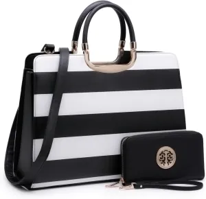 Womens Handbag Top Handle Shoulder Bag Tote Satchel Purse Work Bag with Matching Wallet