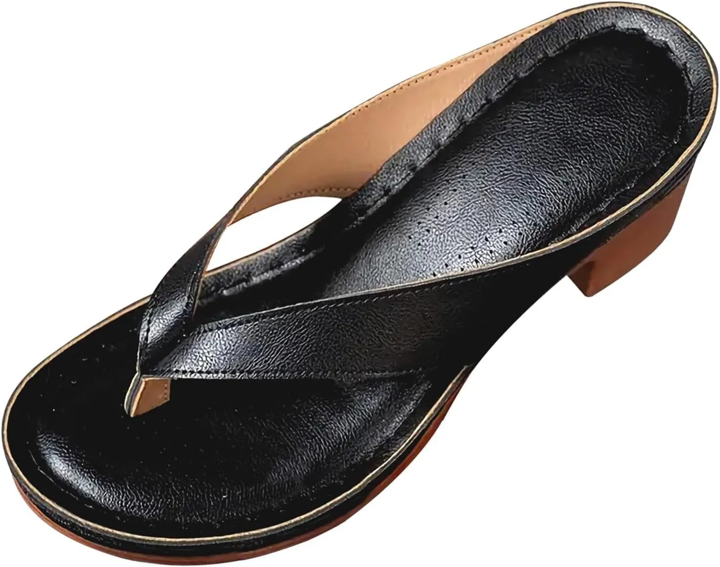 Womens Kitten Heels Flip Flops Open Toe Slingback Slip On Mules Sandals Casual Holiday Party Vacation Dress Chunky Shoes Indoor and Outdoor Womens Flip Flops