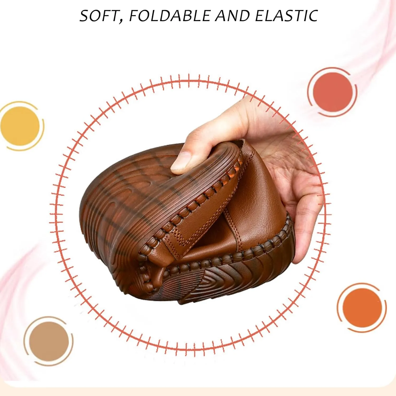 Women's Leather Soft Bottom Flats Round Toe Design with Beef Tendon Sole, Non-Slip Comfortable Lightweight Walking Shoes for Daily Use