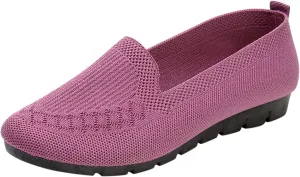 Womens Loafers Comfortable Dressy Arch Support Walking Shoes Breathable Knit Loafers Shoes Mesh Slip On Casual Shoes