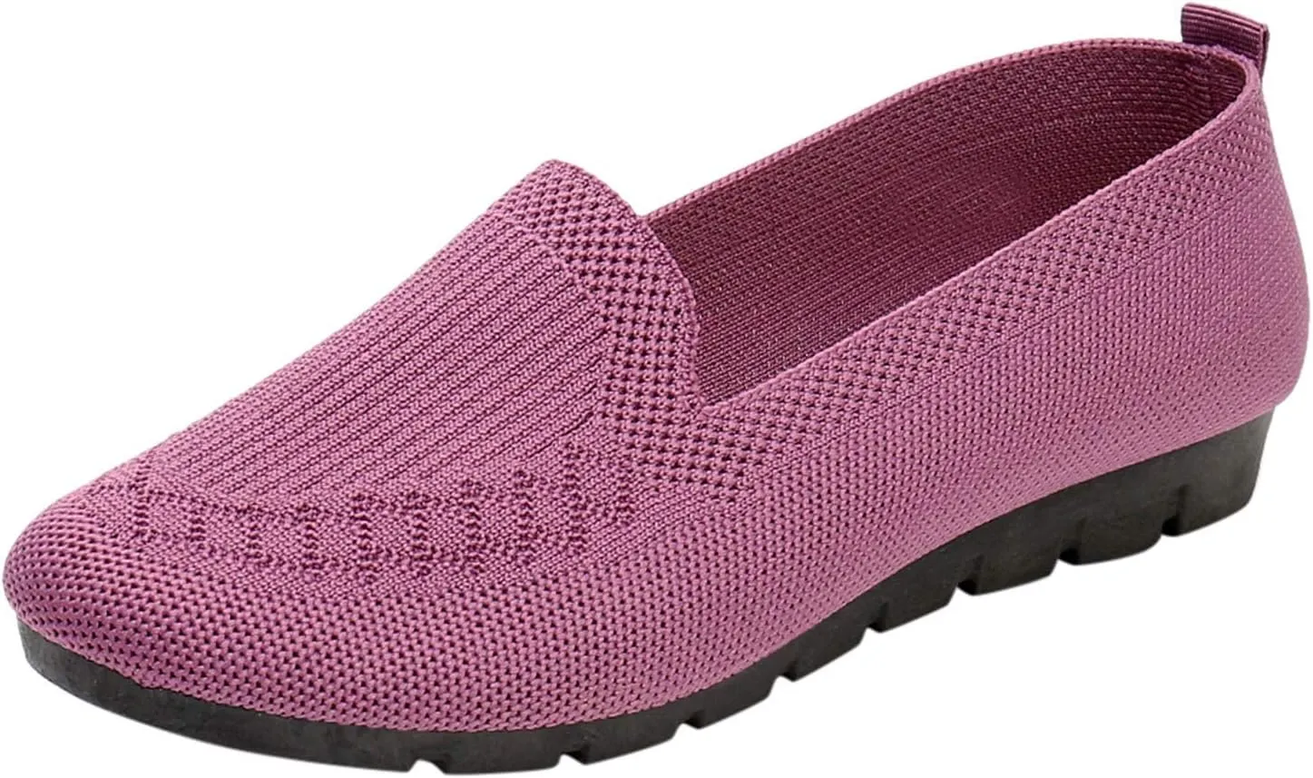 Womens Loafers Comfortable Dressy Arch Support Walking Shoes Breathable Knit Loafers Shoes Mesh Slip On Casual Shoes