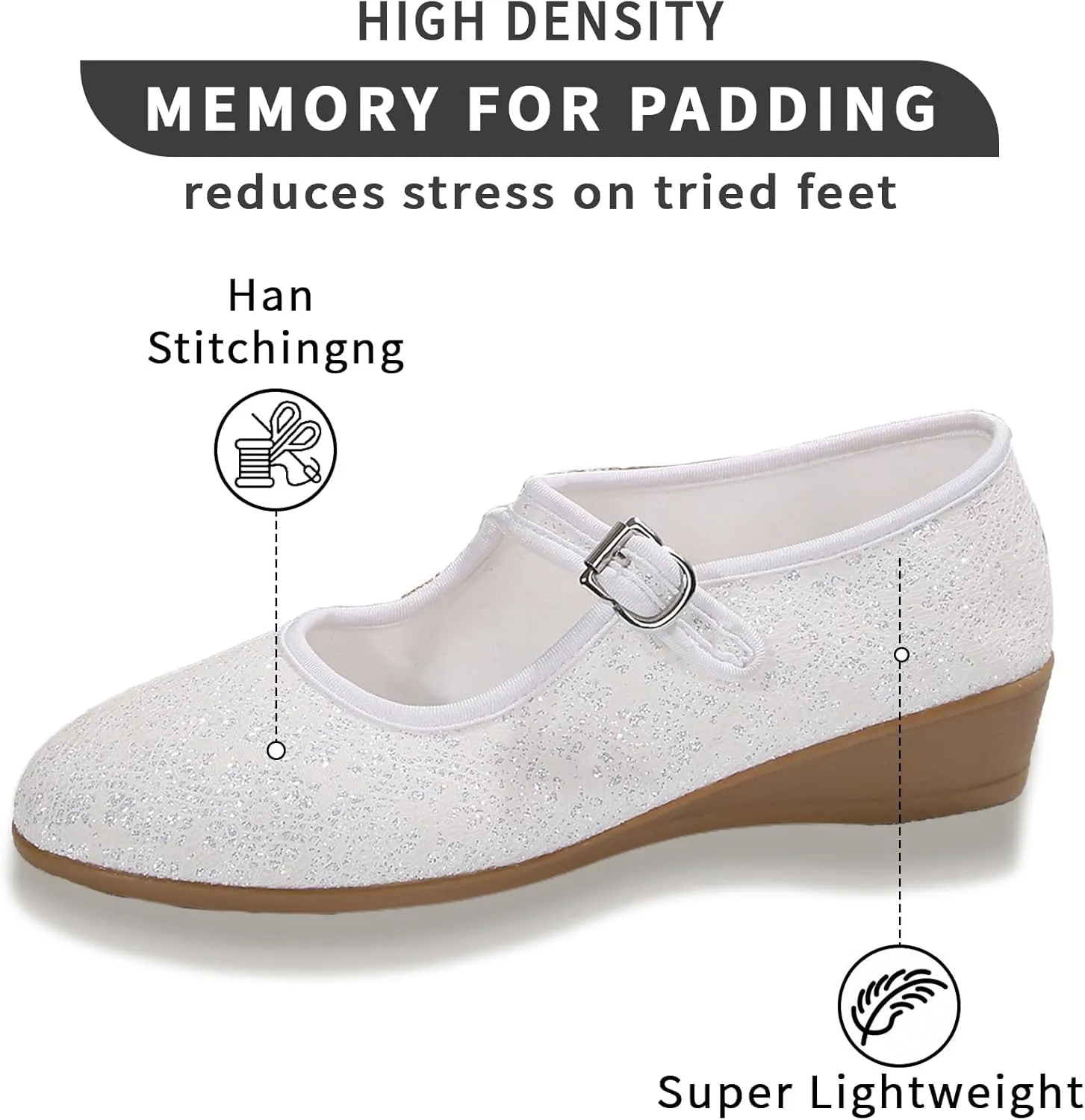 Women's Mary Jane Flats Comfortable Slip-on Flats Round Toe Dressy Ballet Shoes for Women
