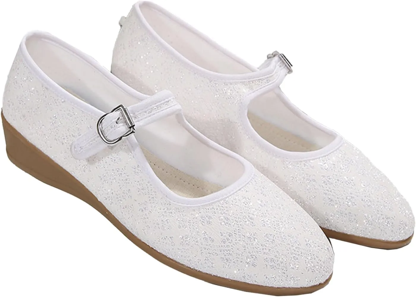 Women's Mary Jane Flats Comfortable Slip-on Flats Round Toe Dressy Ballet Shoes for Women