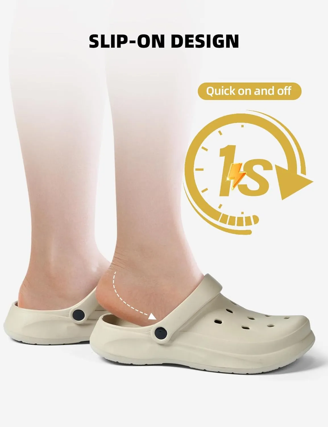 Womens Mens Garden Clogs with Arch Support Slip-On Work Shoes, Quick-Dry Water Sandals, Casual Comfortable Slippers