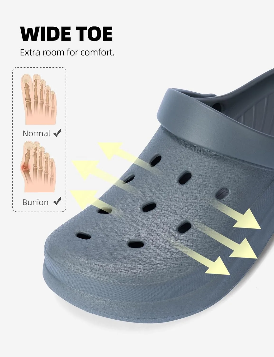 Womens Mens Garden Clogs with Arch Support Slip-On Work Shoes, Quick-Dry Water Sandals, Casual Comfortable Slippers