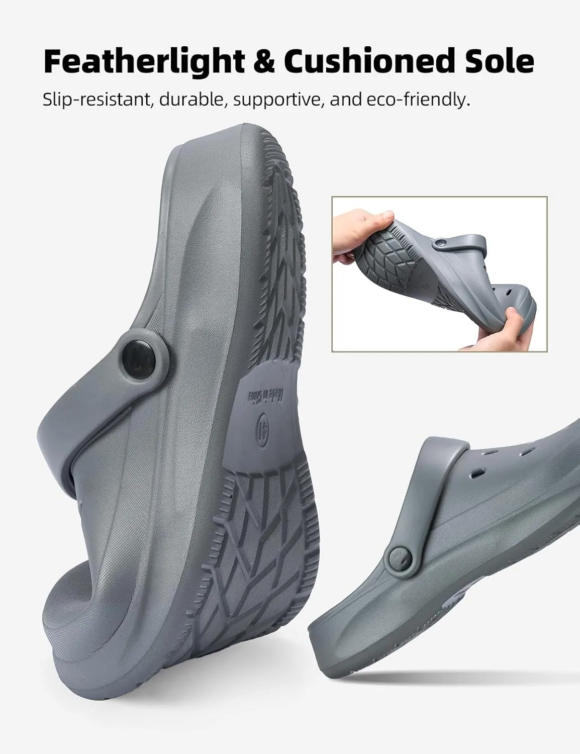 Womens Mens Garden Clogs with Arch Support Slip-On Work Shoes, Quick-Dry Water Sandals, Casual Comfortable Slippers