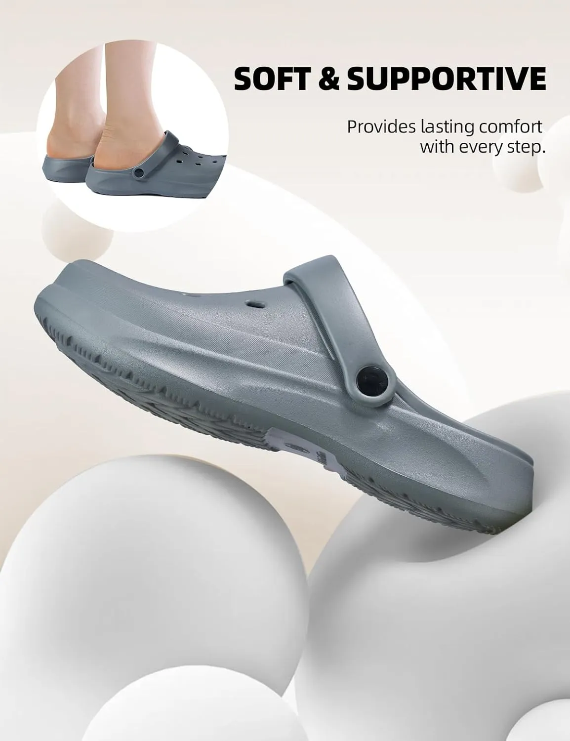 Womens Mens Garden Clogs with Arch Support Slip-On Work Shoes, Quick-Dry Water Sandals, Casual Comfortable Slippers