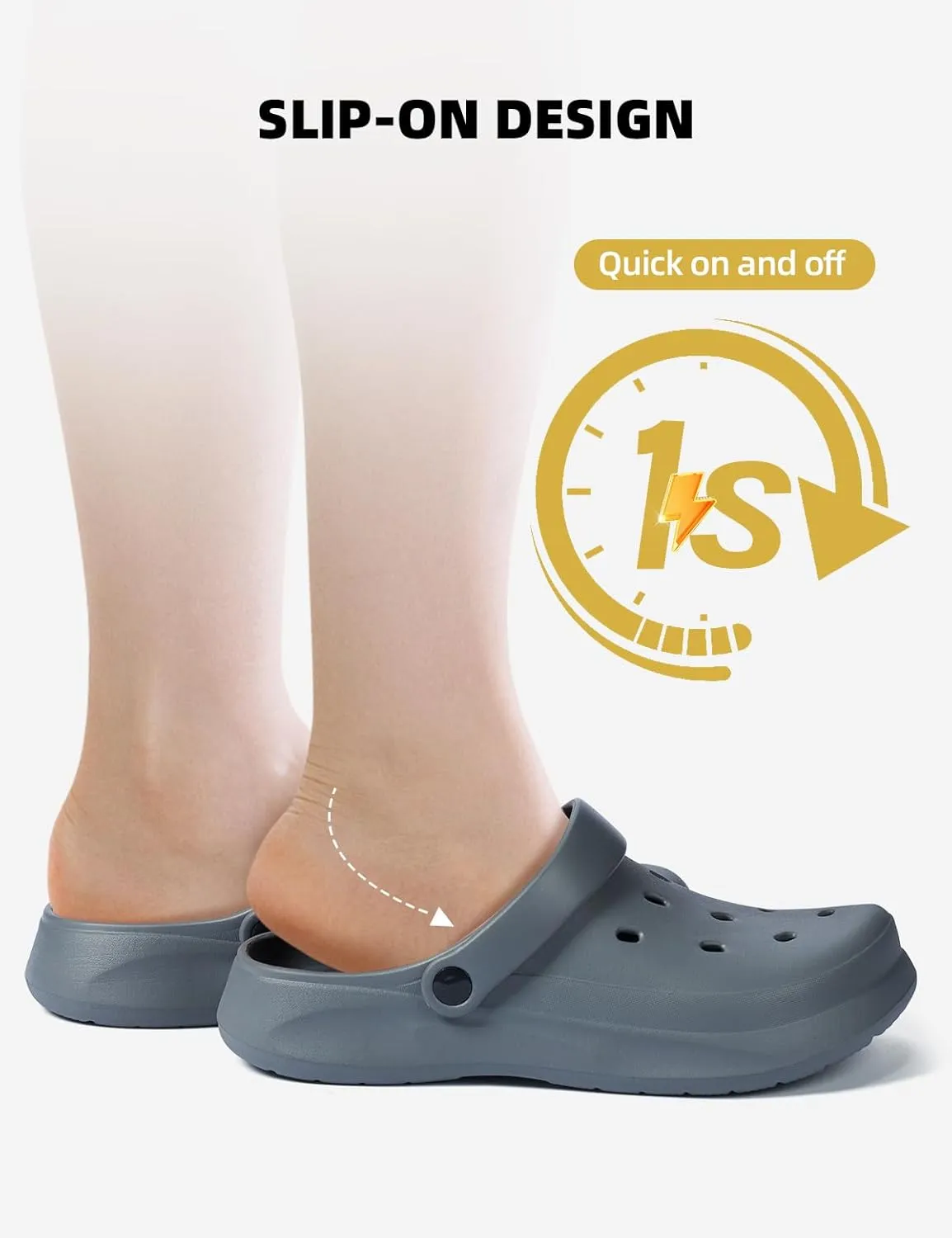 Womens Mens Garden Clogs with Arch Support Slip-On Work Shoes, Quick-Dry Water Sandals, Casual Comfortable Slippers