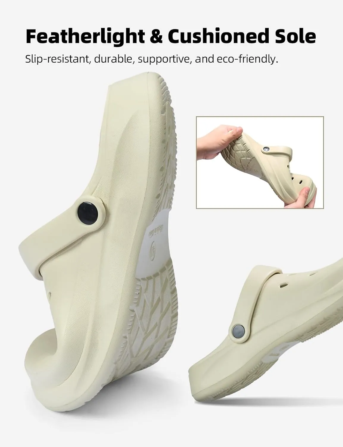 Womens Mens Garden Clogs with Arch Support Slip-On Work Shoes, Quick-Dry Water Sandals, Casual Comfortable Slippers