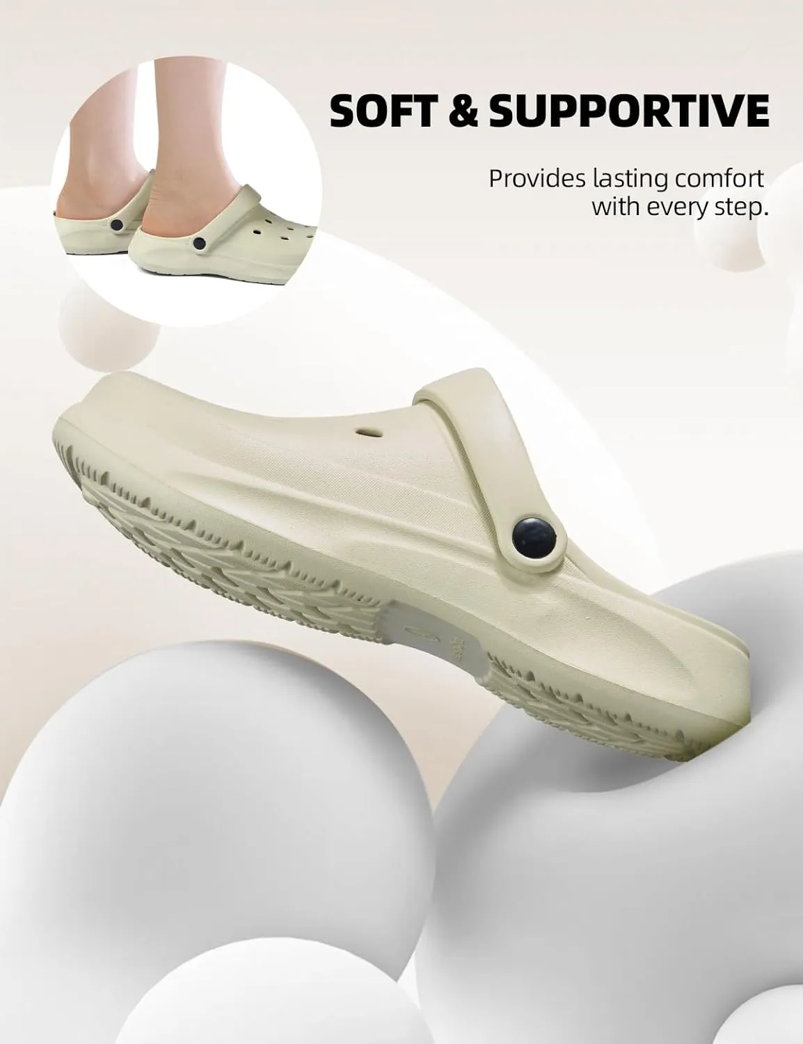 Womens Mens Garden Clogs with Arch Support Slip-On Work Shoes, Quick-Dry Water Sandals, Casual Comfortable Slippers