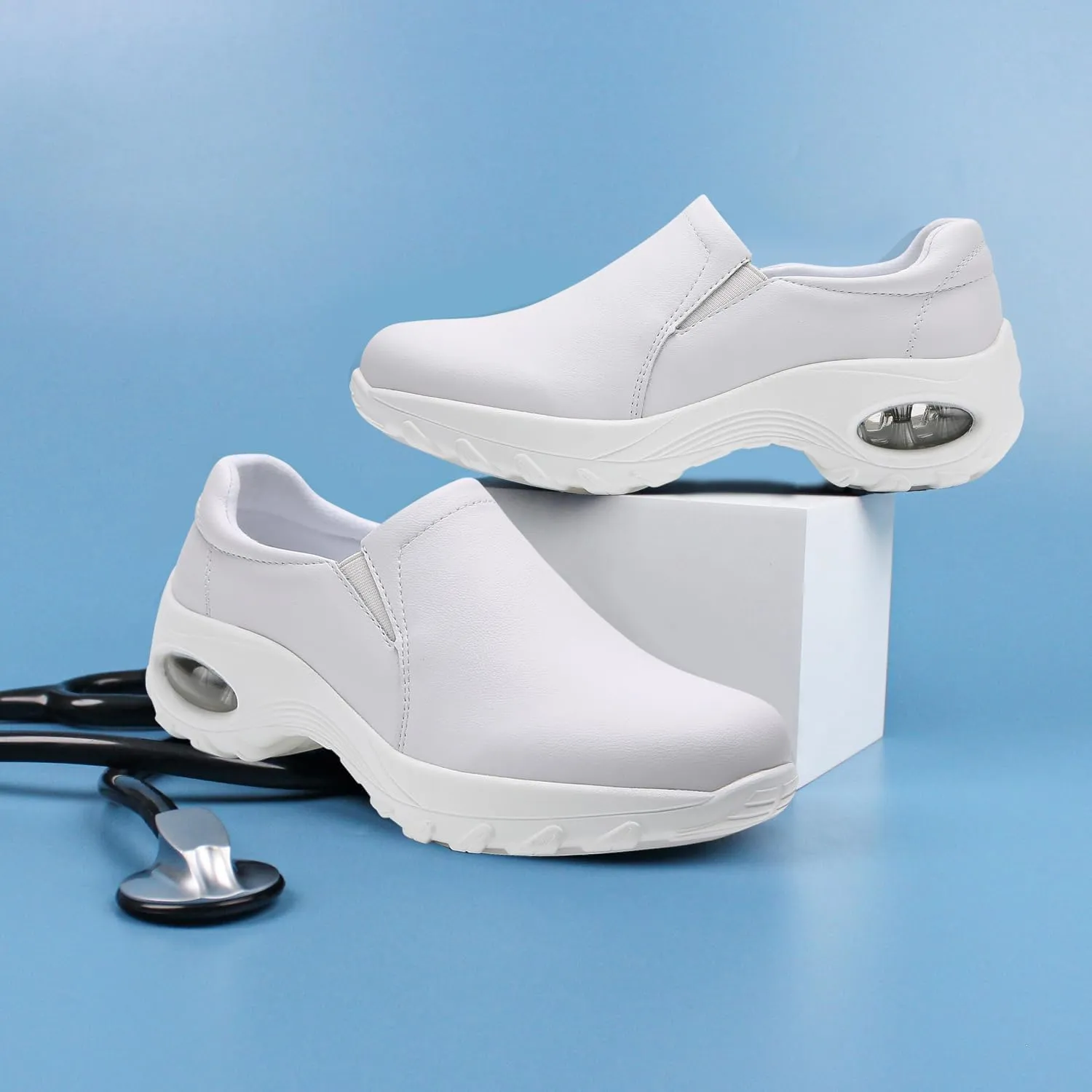 Women's Nursing Shoes Slip On Lightweight Slip Resistant Comfort Non Slip Waterproof Food Service Work Shoes
