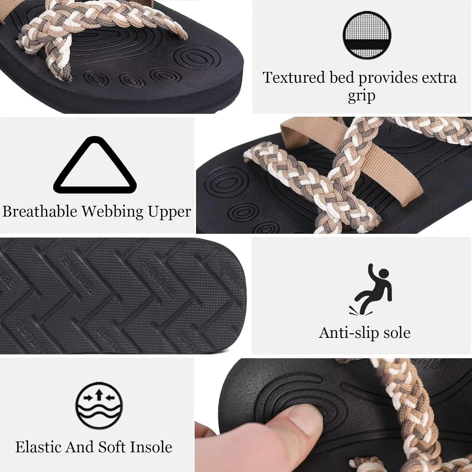 Women's Original Sandals Sport Sandals with Yoga Mat Insole Hiking Sandals Light-Weight Shoes