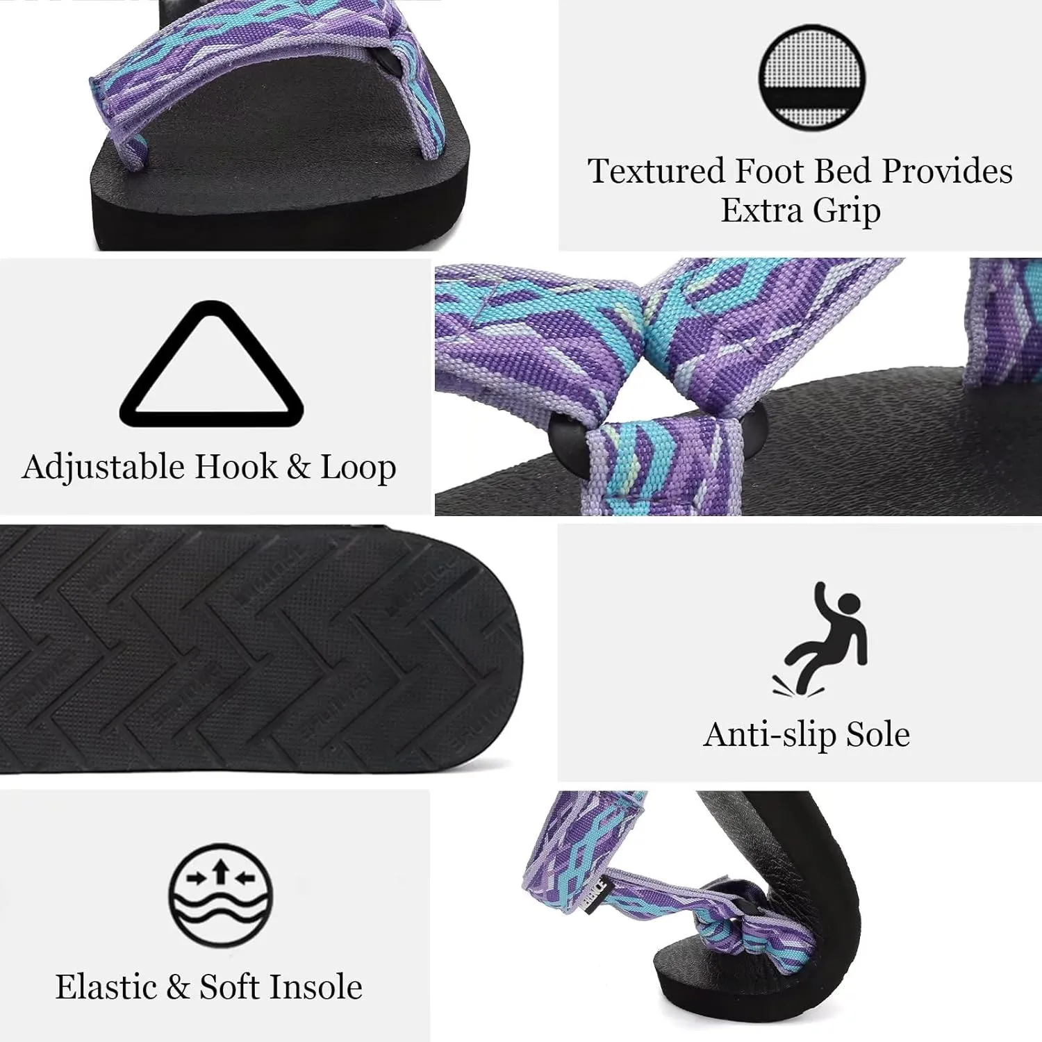 Women's Original Sandals Sport Sandals with Yoga Mat Insole Hiking Sandals Light-Weight Shoes