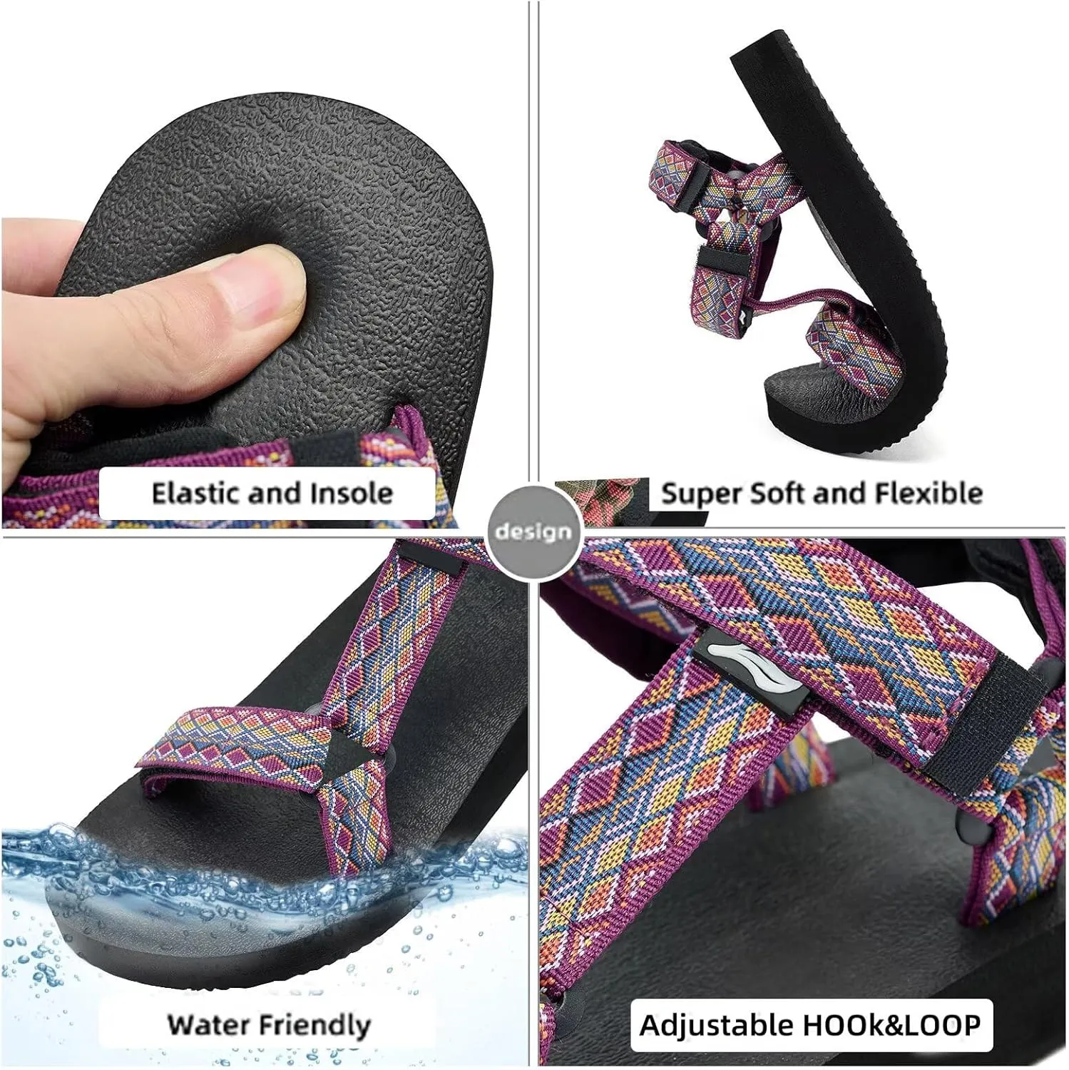 Women's Original Sport Sandals Hiking Sandals with Arch Support Yoga Mat Insole Light Weight Outdoor Water Shoes