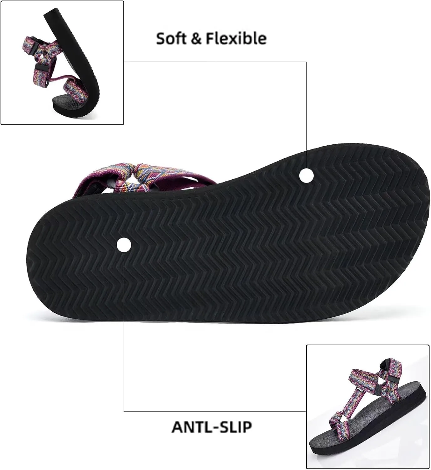 Women's Original Sport Sandals Hiking Sandals with Arch Support Yoga Mat Insole Light Weight Outdoor Water Shoes