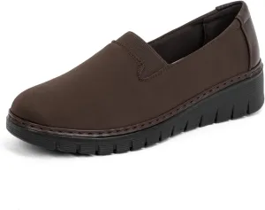 Women’s Orthopedic Loafers Round Toe Comfortable Slip-on Bunions Work Shoes Stretchy Walking Orthotic Shoes with Arch Support