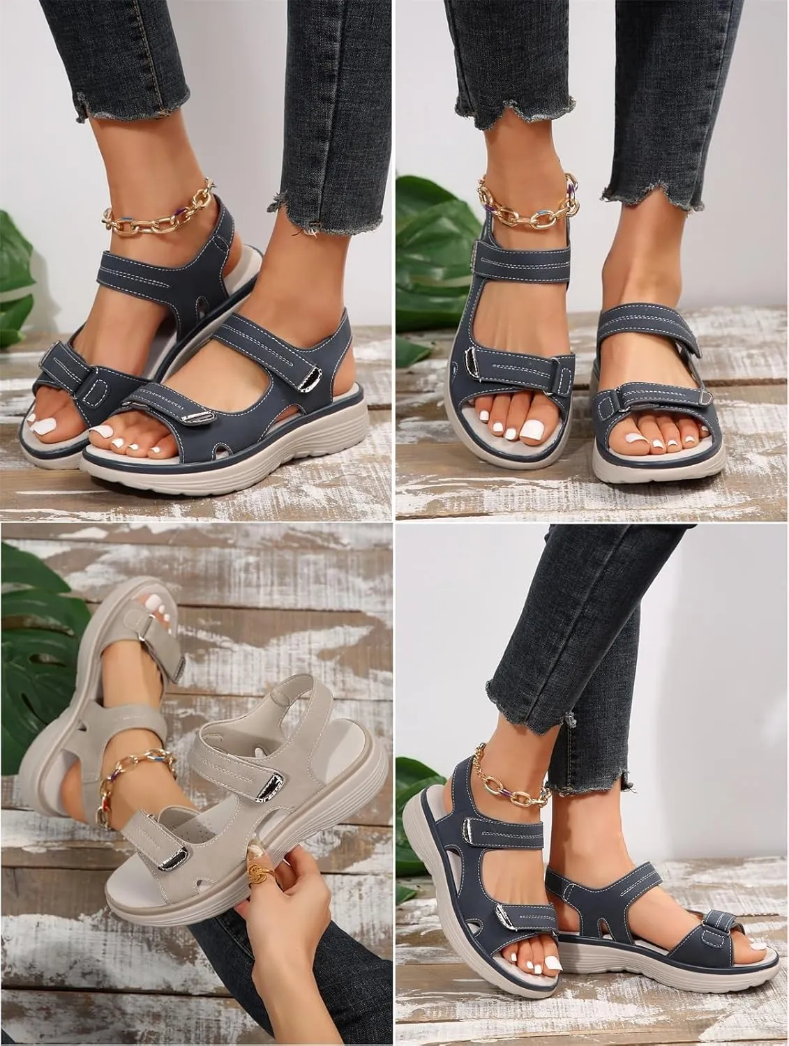 Women's Orthopedic Sport Sandals Shoes with Soft Cushion Foam Comfortable Walking Sandal Arch Support Wide Fit Dress Comfy Orthotic Recovery Athletic Travel Summer Sandal Dressy Back Strap