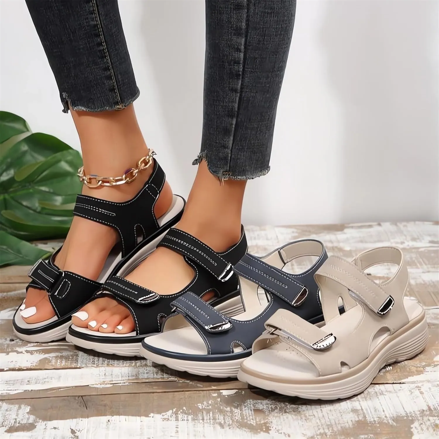 Women's Orthopedic Sport Sandals Shoes with Soft Cushion Foam Comfortable Walking Sandal Arch Support Wide Fit Dress Comfy Orthotic Recovery Athletic Travel Summer Sandal Dressy Back Strap