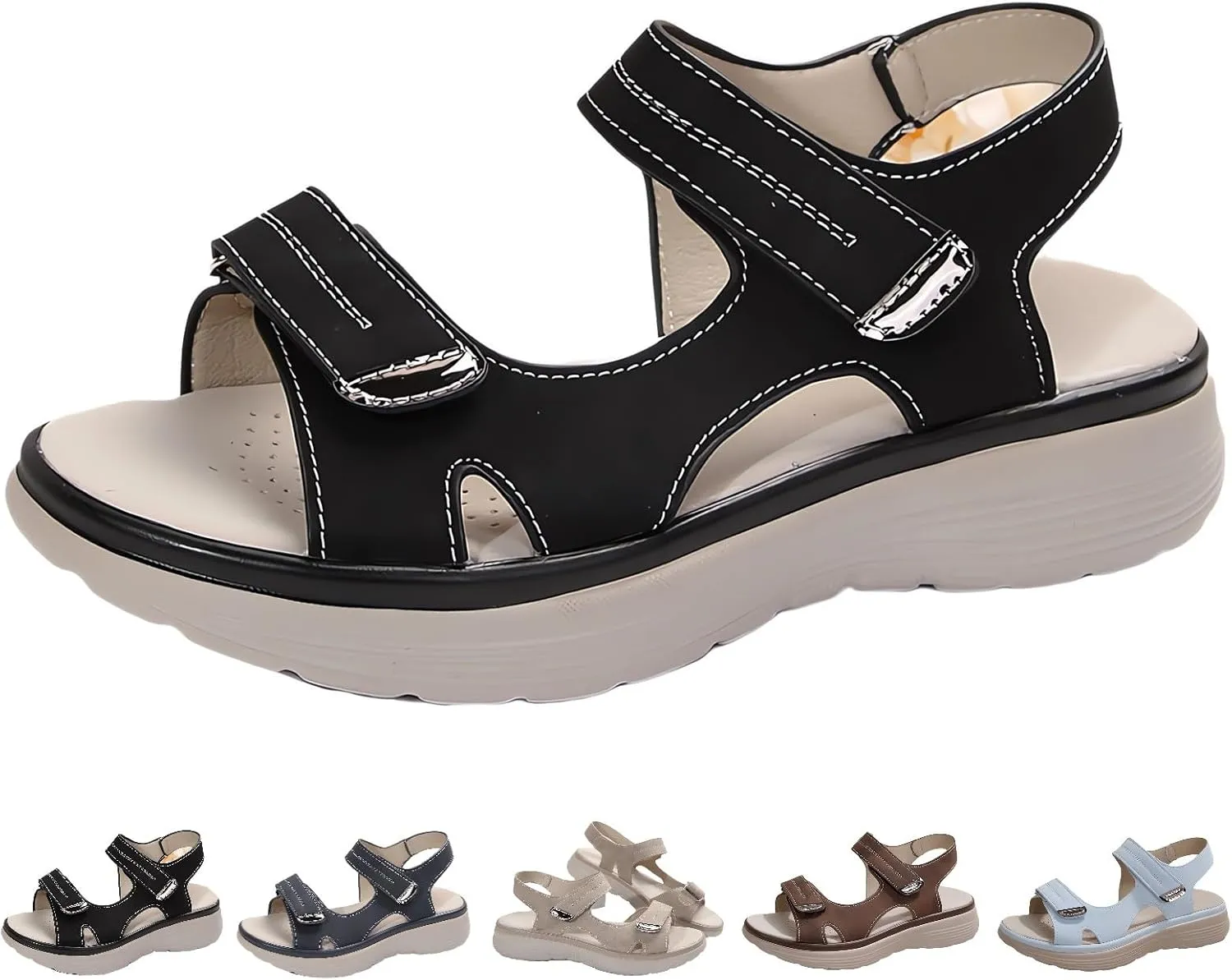 Women's Orthopedic Sport Sandals Shoes with Soft Cushion Foam Comfortable Walking Sandal Arch Support Wide Fit Dress Comfy Orthotic Recovery Athletic Travel Summer Sandal Dressy Back Strap
