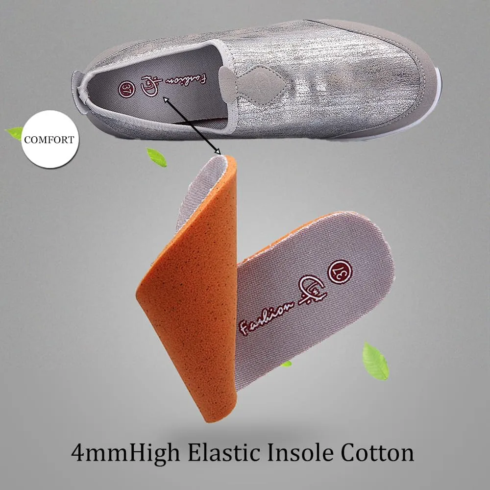 Womens Platform Sneakers Comfort Air Fashion Wedge Slip on Loafer Walking Shoes with Arch Support,Comfortable Casual Stretch Toning Rocker Shoes