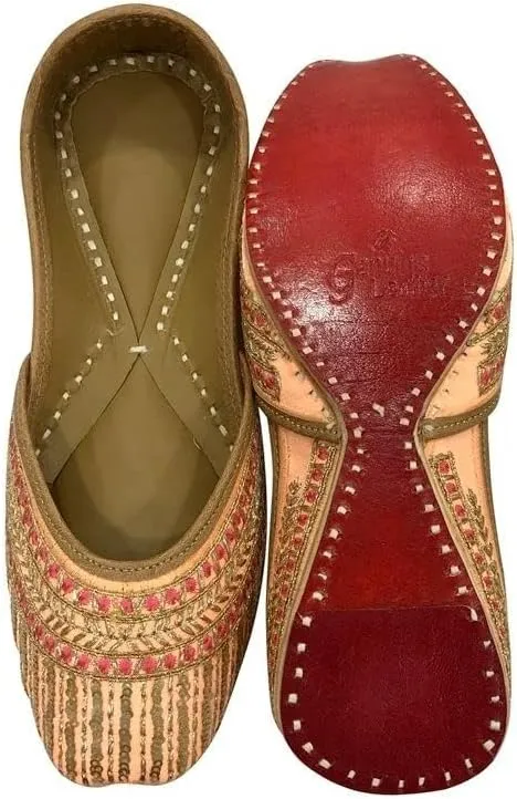 Women's Punjabi Jutti for Ethnic Shoes Soft Mojari Traditional Indian Jooti Leather Sandles Handmade Juti
