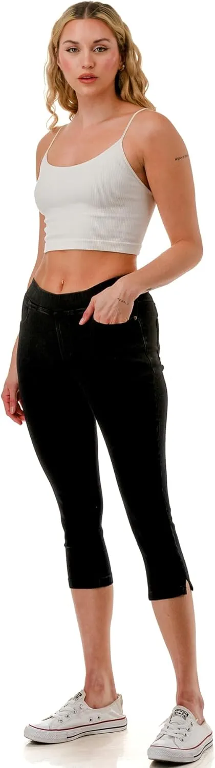 Women's Ripped Destroyed Skinny Jeans & Jeggings Pull-On Elastic Waist Stretch Denim Pants Regular-Plus Size