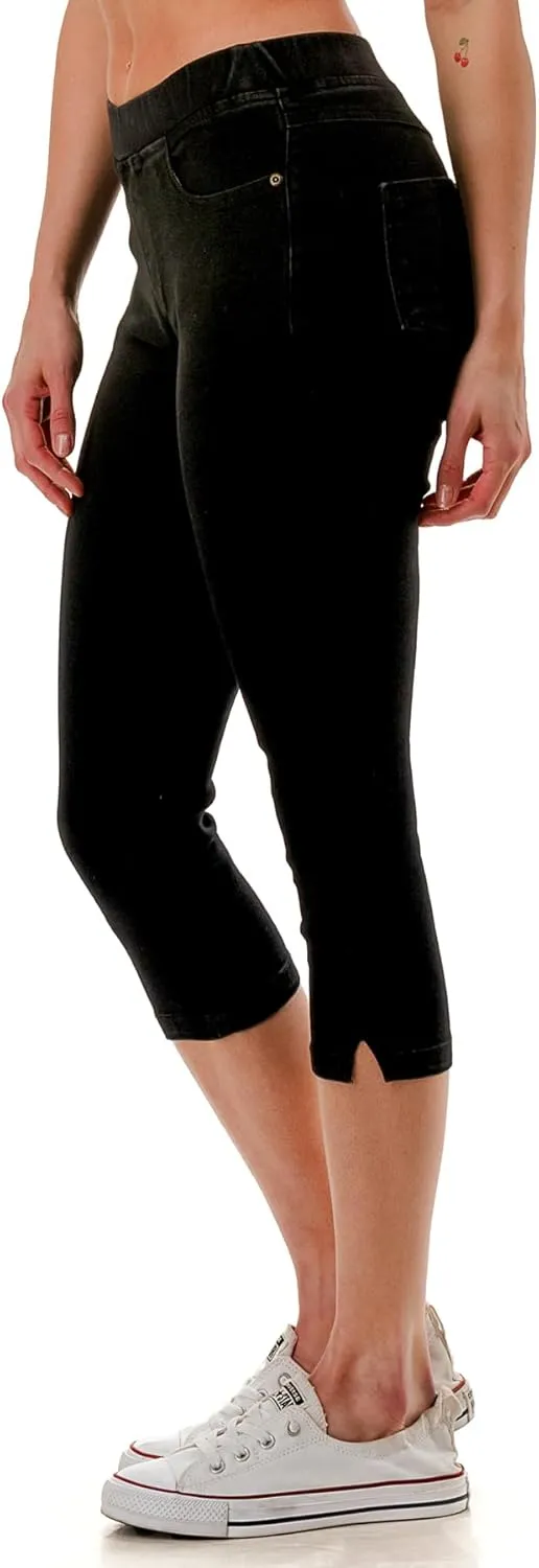 Women's Ripped Destroyed Skinny Jeans & Jeggings Pull-On Elastic Waist Stretch Denim Pants Regular-Plus Size