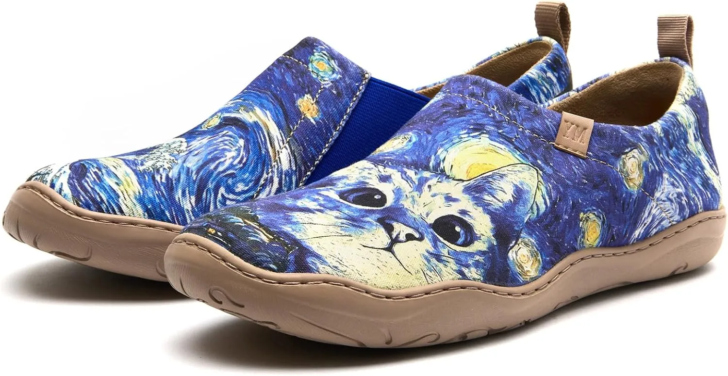 Womens Shoes Casual Loafers Art Painted Sneakers Canvas Slip-On Shoes
